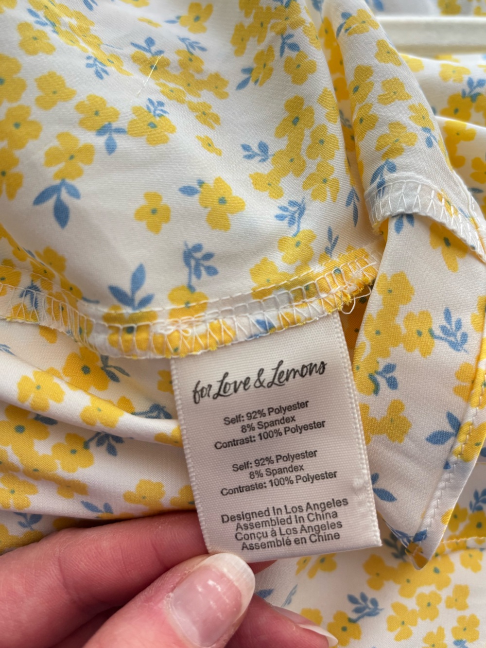 NWOT For Love & Lemons Daffodil Yellow Floral Lace Belted Mini Dress Size Large - Picture 14 of 16